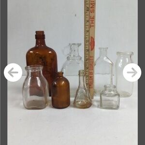 Vintage Clear and Amber Glass Bottle Lot